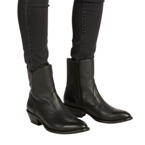 BOULET WESTERN BLACK LEATHER ZIPPER BOOTS MEN'S SIZE 8